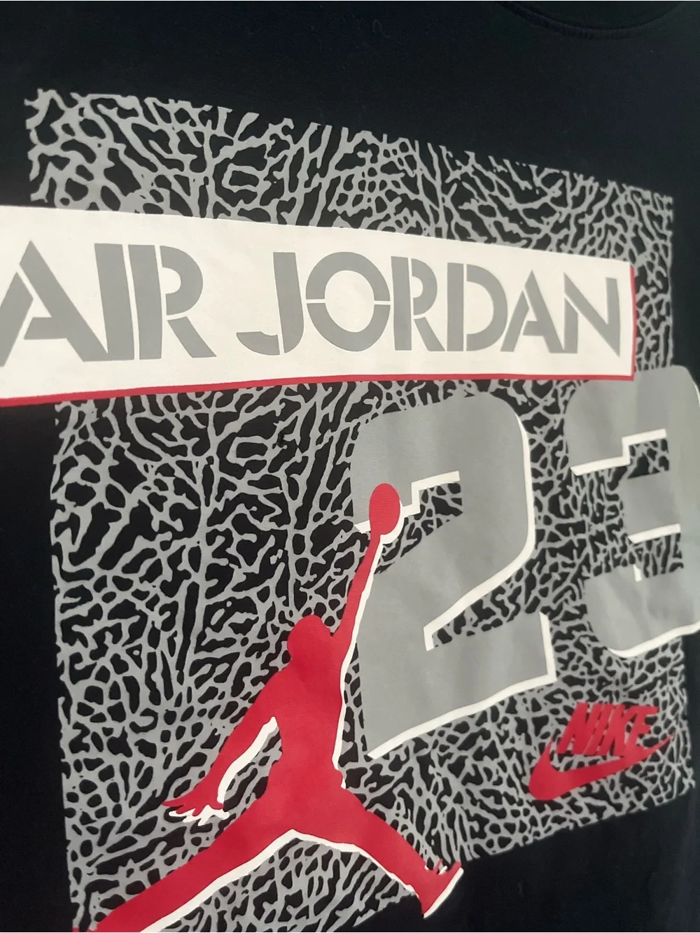 Jordan Black Short Sleeve Graphic Tee Red White organic cotton medium mens soft